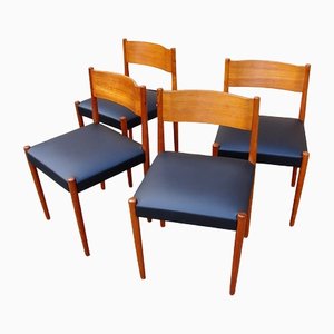 Vintage Teak Dining Chairs, 1950s, Set of 4