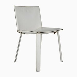 White Leather Ribot Dining Chair from Poltrona Frau, Italy, 1980s