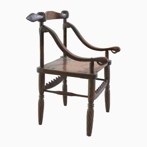 Vintage African Hand Carved Baule Tribal Chair