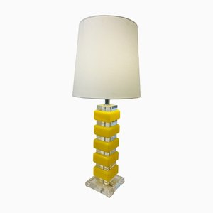 Lampe Jaune en Verre Acrylique, 1970s, Set de 2