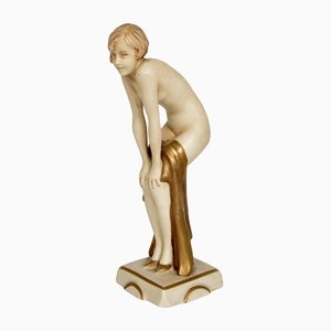 Art Deco Model 3332 Nude Flapper in Porcelain by Elly Strobach, 1920s