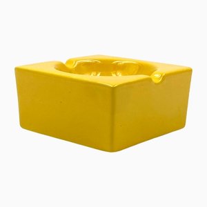 Italian Yellow Ceramic Cubic Ashtray from Sicart, 1970s