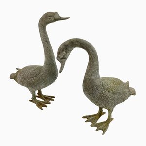 Mid-Century Zinc Geese, Set of 2