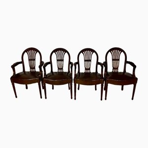 Stühle aus Mahagoni und Leder, 4er Set