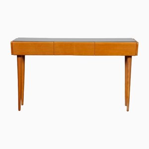 Vintage Wooden and Opaline Low Console, 1960s