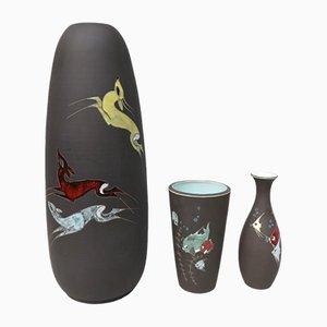 Flower Vases from Kiechle Ceramics, 1950s, Set of 3