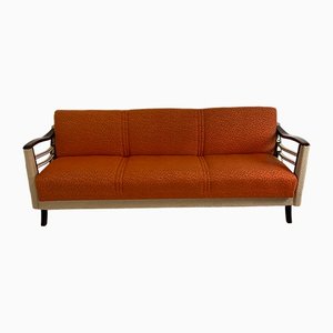 Vintage Sofa mit orangenem Stoffbezug, 1950er