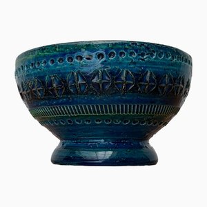 Mid-Century Rimini Blu Keramik Kerzenhalter von Aldo Londi für Bitossi, Italien, 1960er