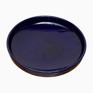 Scodella Mid-Century in ceramica blu scura, anni '60