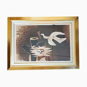 Georges Braque, L'oiseau et son nid, Original Lithographie, 1956, gerahmt