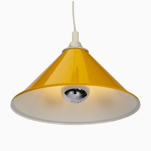 Space Age Yellow Cone Pendant Lamp, 1970s