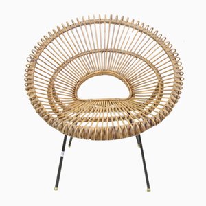 Bamboo and Rattan Armchair in the style of Franco Albini, 1960s