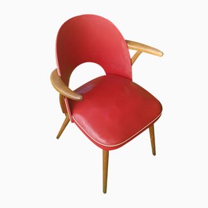 Chaise Rockabilly Rouge avec Accoudoirs, 1950s