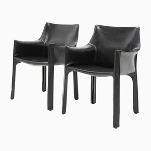Cab 413 Armchairs by Mario Bellini for Cassina, 1990s, Set of 2
