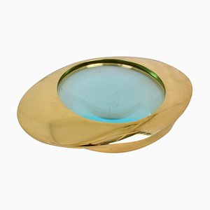 Large Decorative Brass Magnifying Glass Lens, 2000s