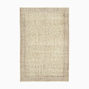 Vintage Turkish Area Rug in Beige Cotton