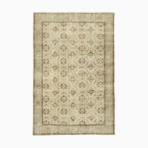 Vintage Turkish Area Rug in Beige Cotton