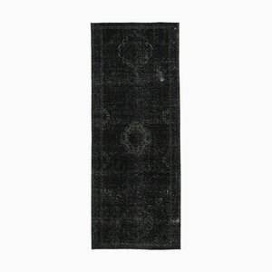 Grand Tapis Vintage en Coton Noir