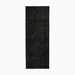 Großer schwarzer Vintage Teppich aus Baumwolle