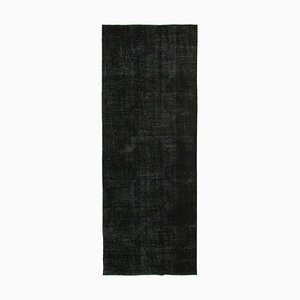 Large Vintage Black Rug in Cotton