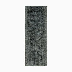 Grand Tapis Vintage en Coton Noir Délavé