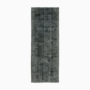 Großer Vintage Teppich aus Baumwolle in Schwarz