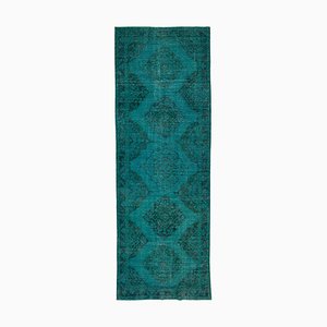 Turkish Turquoise Overdyed Runner Rug