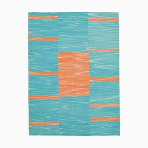 Tapis Kilim Turquoise et Orange, 2000s