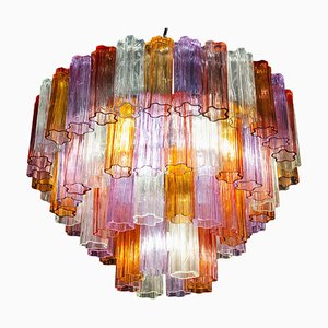 Lámpara de araña Tronchi Mid-Century de cristal de Murano multicolor, años 70