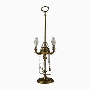 Electrified 2-Light Oil Lantern Lamp in Brass with Snake Decorations