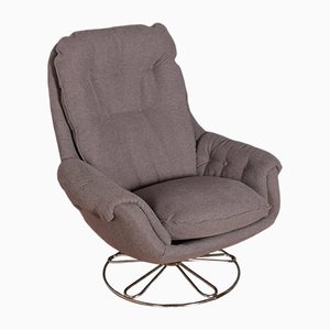 Scandinavian Chrome Base Swivel Chair, 1960s
