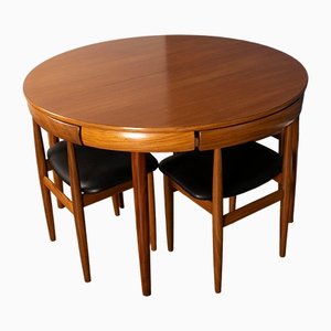 Teak Roundette Dining Table & Chairs by Hans Olsen for Frem Rølje, 1960s, Set of 7