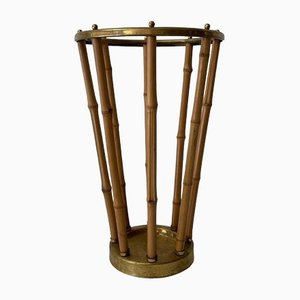 Bamboo and Brass Umbrella Stand, Germany, 1960s