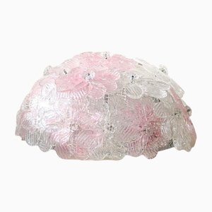 Lampada da soffitto vintage in vetro di Murano rosa, anni '70