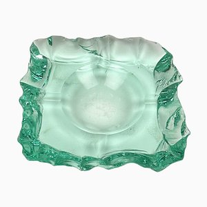Emerald Green Ashtray Glass attributed to Pietro Chiesa for Fontana Arte, Italy, 1970s