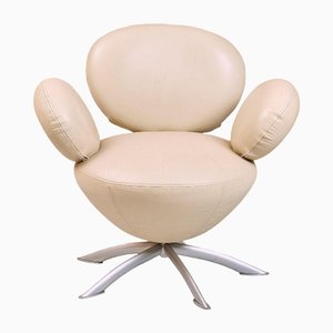Postmodern Cream Balloon Swivel Chair in the style of Arne Jacobsen, 1980s