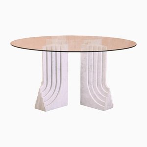 Großer Tisch aus Marmor & Glas im Stil von Carlo Scarpa, 1970er