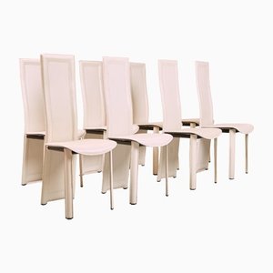 Postmodern Italian White Highback Dining Chairs by Antonello Mosca, 1980s, Set of 8