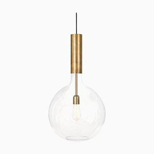 Large Rosdala Ceiling Lamp in Brass and Clear Glass by Sabina Grubbeson for Konsthantverk