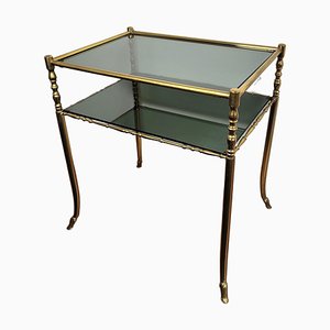 Hollywood Regency Brass and Smoked Glass Console Table by Milo Baughman, 1980s