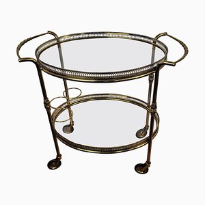 Hollywood Regency Two-Tier Brass and Glass Bar Cart, Italy, 1970s by Milo Baughman