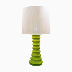 Lámpara de mesa de cerámica verde, años 70