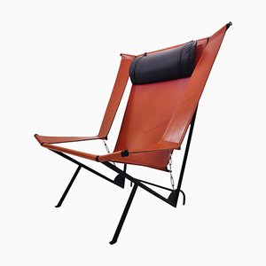 Deltaplano Lounge Chair in Metal and Leather by Carli/Corona for Fasem, Italy, 1980s