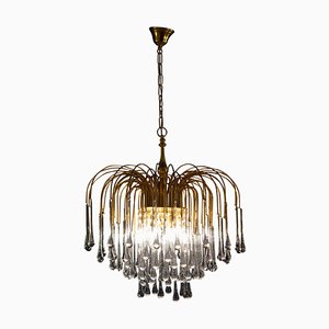 Large Iridescent Murano Glass Drops Chandelier in the Style of Venini, 1970s