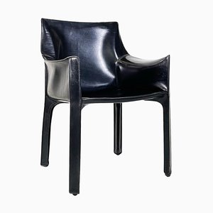 Italian Modern Model CAB 414 Leather Armchair attributed to Mario Bellini for Cassina, 1980s