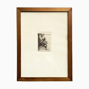 Italian Artist, Street Seller, 1800s, Etching, Framed