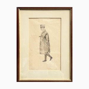 Artiste, Italie, 1900s, Dessin au Crayon sur Papier, Encadré