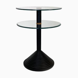 Italian Modern Metal and Glass Coffee Table with Double Round Top, 1980s