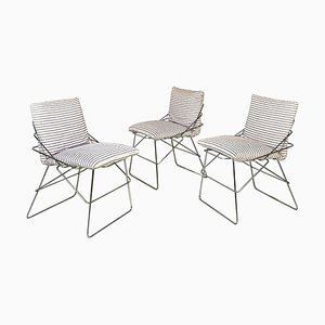 Italian Modern Chromed Metal & Cotton Sof Sof Chairs attributed to Enzo Mari for Driade, 1980s, Set of 3
