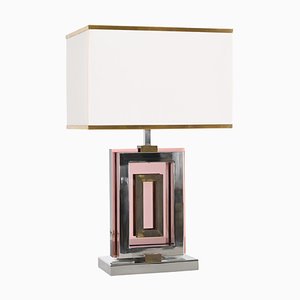 Table Lamp in Acrylic Glass, Chrome and Brass by Romeo Rega, Italy, 1970s